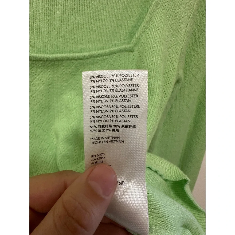 Urban Outfitters Green‎ Knit Square Neck Long Sleeve Crop Top Small